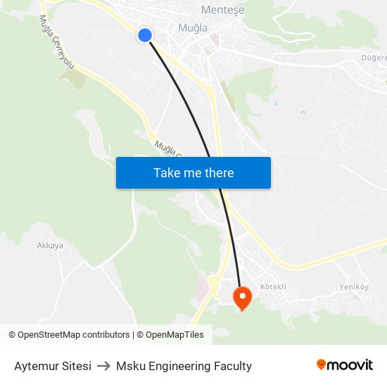 Aytemur Sitesi to Msku Engineering Faculty map