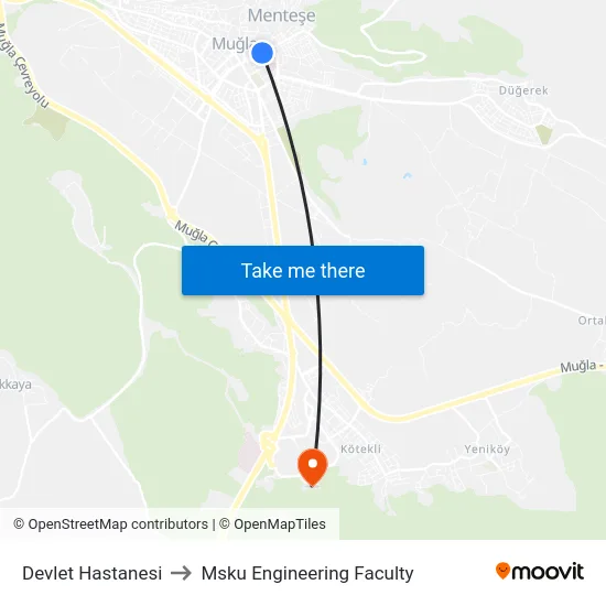 Devlet Hastanesi to Msku Engineering Faculty map