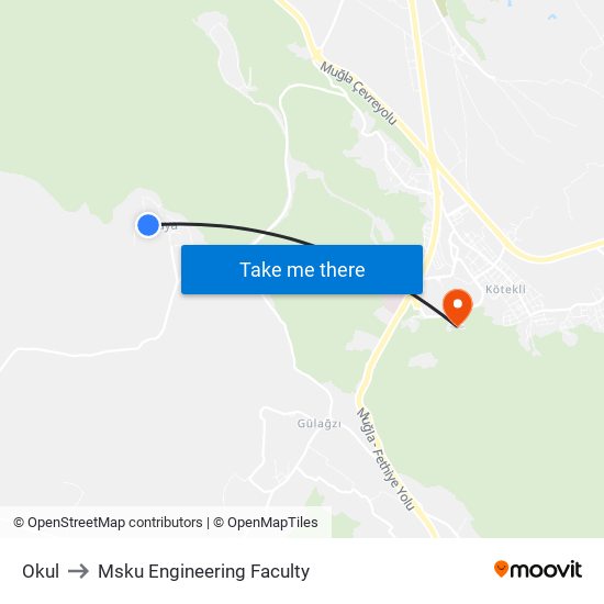 Okul to Msku Engineering Faculty map