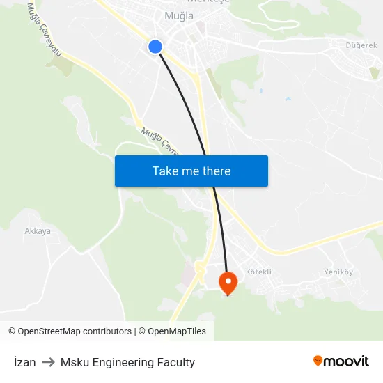 İzan to Msku Engineering Faculty map