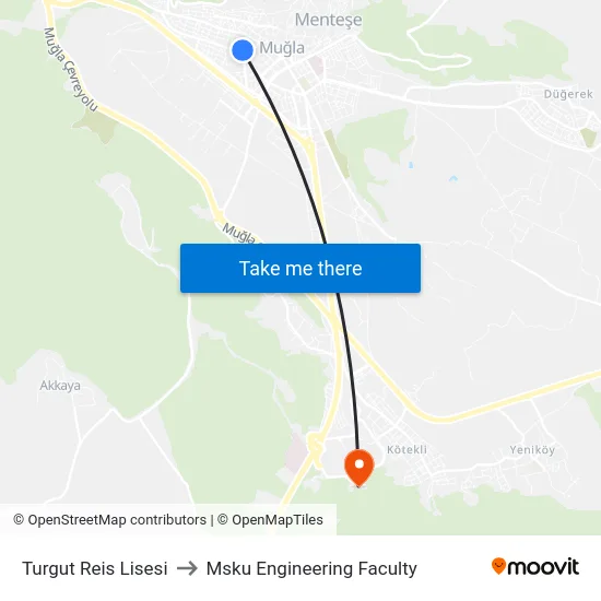 Turgut Reis Lisesi to Msku Engineering Faculty map