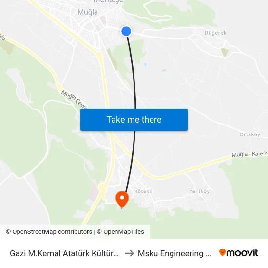 Gazi M.Kemal Atatürk Kültür Merkezi to Msku Engineering Faculty map