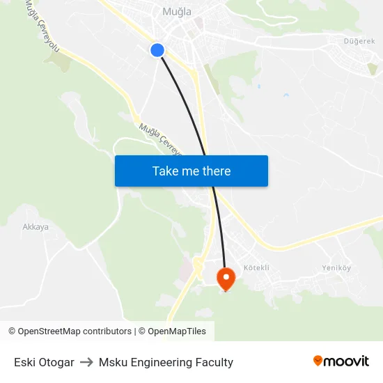 Eski Otogar to Msku Engineering Faculty map