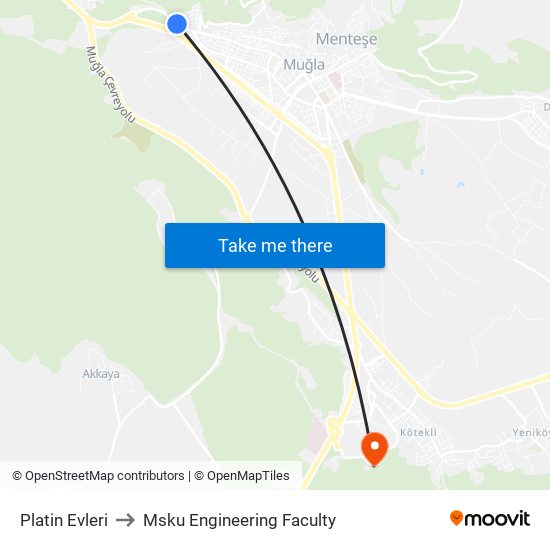 Platin Evleri to Msku Engineering Faculty map