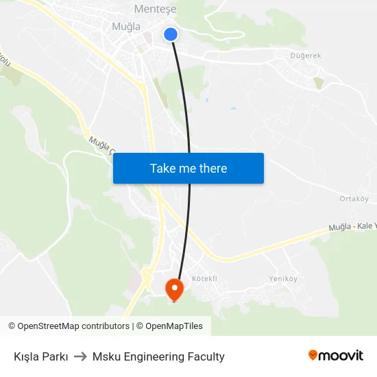 Kışla Parkı to Msku Engineering Faculty map