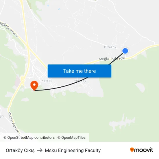 Ortaköy Çıkış to Msku Engineering Faculty map