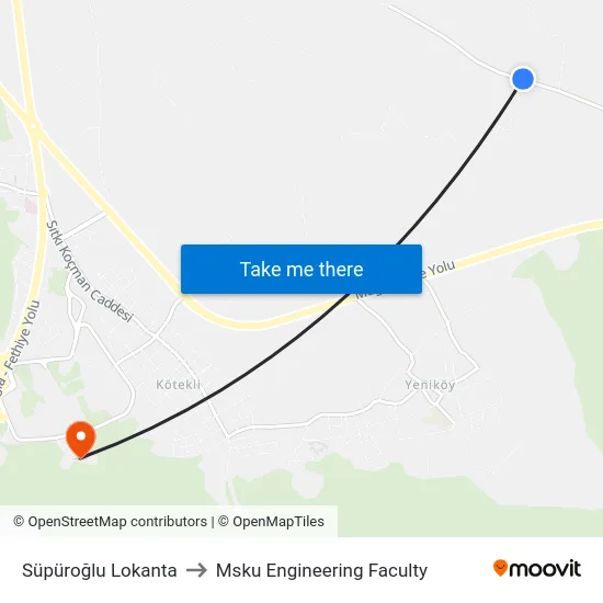 Süpüroğlu Lokanta to Msku Engineering Faculty map