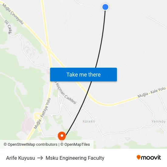 Arife Kuyusu to Msku Engineering Faculty map