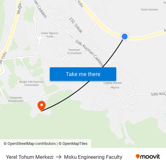 Yerel Tohum Merkezi to Msku Engineering Faculty map