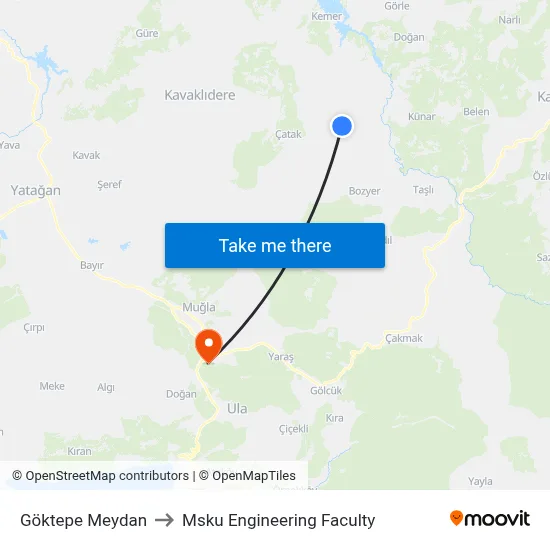 Göktepe Meydan to Msku Engineering Faculty map
