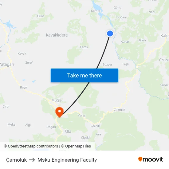 Çamoluk to Msku Engineering Faculty map