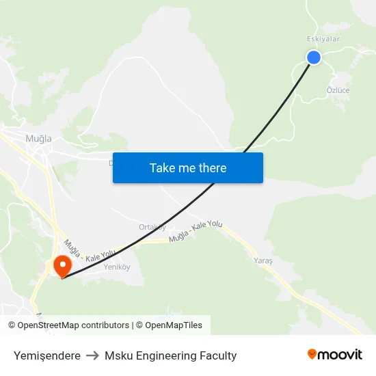 Yemişendere to Msku Engineering Faculty map