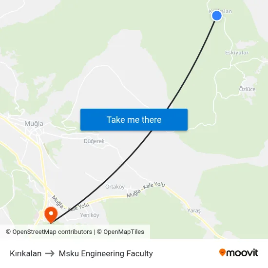 Kırıkalan to Msku Engineering Faculty map