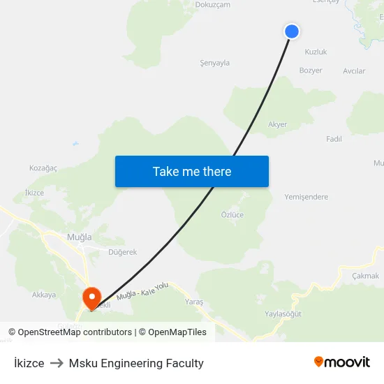 İkizce to Msku Engineering Faculty map