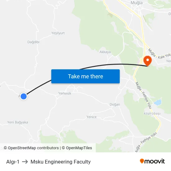Algı-1 to Msku Engineering Faculty map