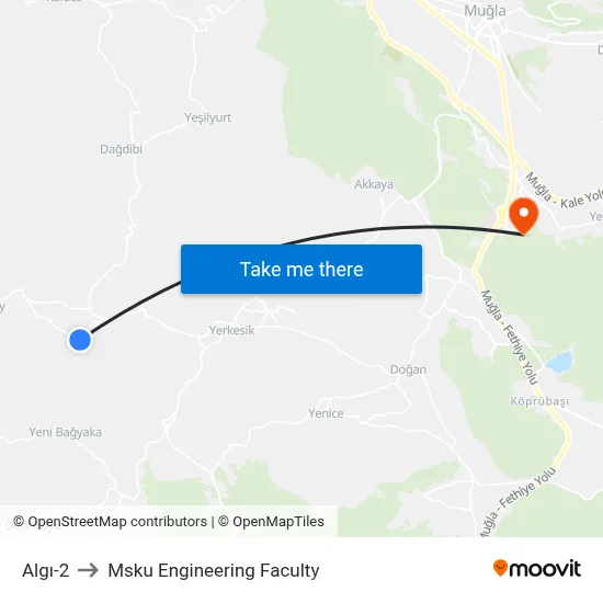 Algı-2 to Msku Engineering Faculty map