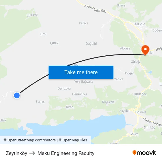 Zeytinköy to Msku Engineering Faculty map