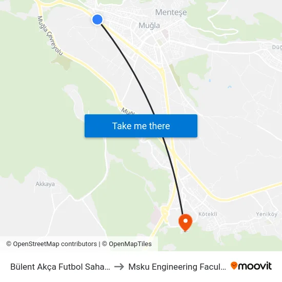 Bülent Akça Futbol Sahası to Msku Engineering Faculty map