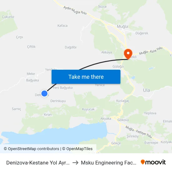 Denizova-Kestane Yol Ayrımı to Msku Engineering Faculty map