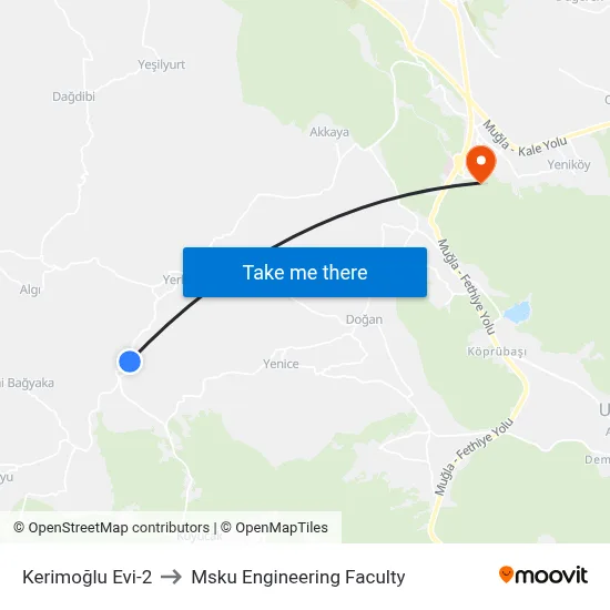 Kerimoğlu Evi-2 to Msku Engineering Faculty map