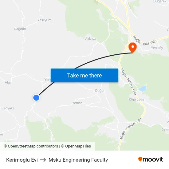 Kerimoğlu Evi to Msku Engineering Faculty map