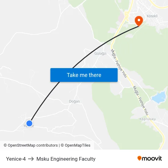 Yenice-4 to Msku Engineering Faculty map