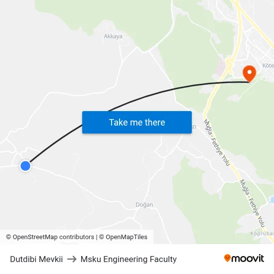 Dutdibi Mevkii to Msku Engineering Faculty map