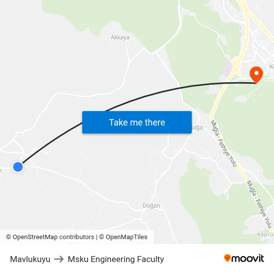 Mavlukuyu to Msku Engineering Faculty map
