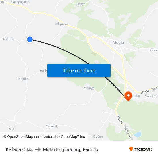 Kafaca Çıkış to Msku Engineering Faculty map