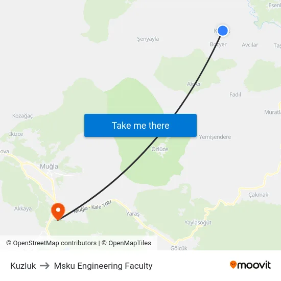 Kuzluk to Msku Engineering Faculty map