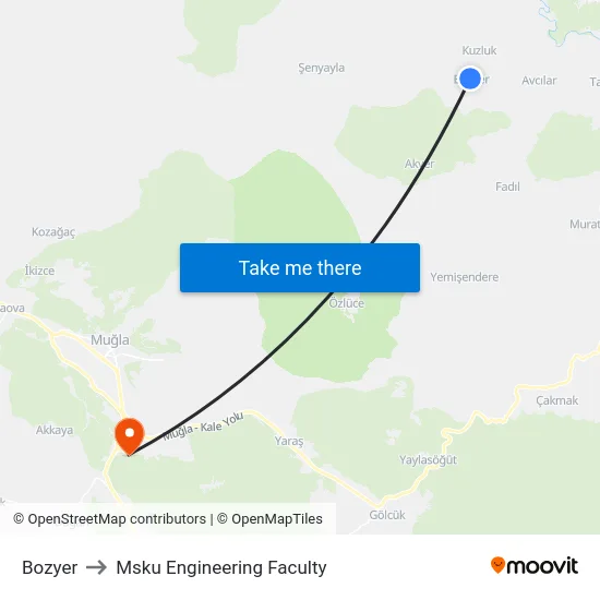 Bozyer to Msku Engineering Faculty map