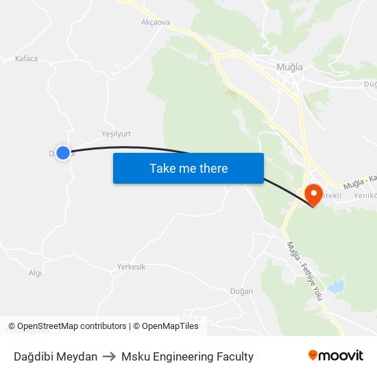 Dağdibi Meydan to Msku Engineering Faculty map