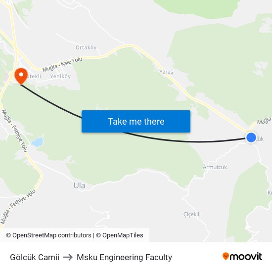 Gölcük Camii to Msku Engineering Faculty map