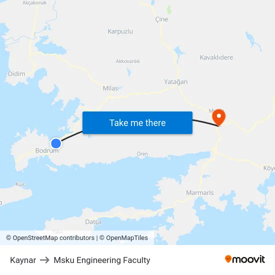 Kaynar to Msku Engineering Faculty map