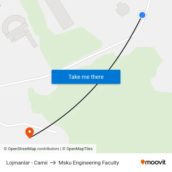 Lojmanlar - Camii to Msku Engineering Faculty map
