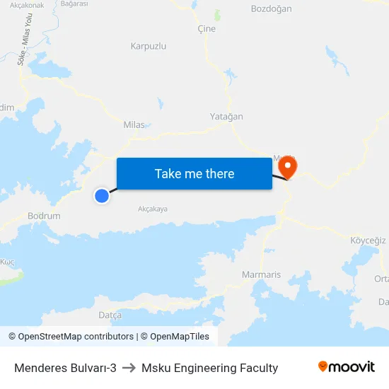 Menderes Bulvarı-3 to Msku Engineering Faculty map