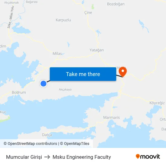 Mumcular Girişi to Msku Engineering Faculty map