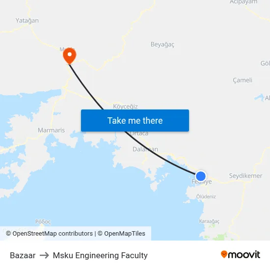 Bazaar to Msku Engineering Faculty map