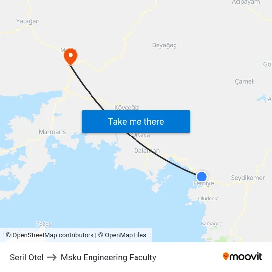 Seril Otel to Msku Engineering Faculty map