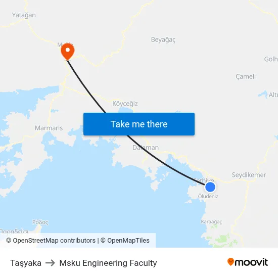 Taşyaka to Msku Engineering Faculty map
