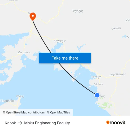 Kabak to Msku Engineering Faculty map