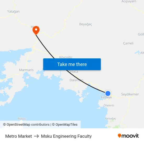 Metro Market to Msku Engineering Faculty map