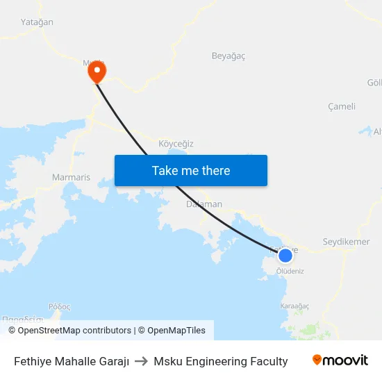 Fethiye Mahalle Garajı to Msku Engineering Faculty map