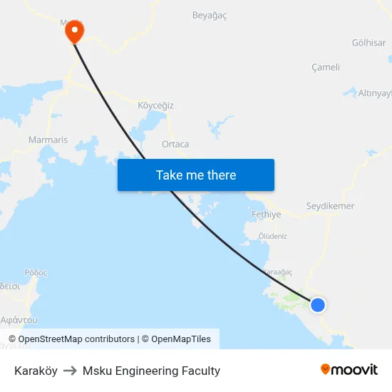 Karaköy to Msku Engineering Faculty map
