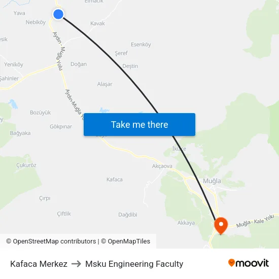 Kafaca Merkez to Msku Engineering Faculty map