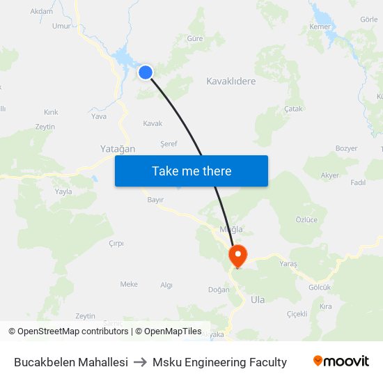 Bucakbelen Mahallesi to Msku Engineering Faculty map