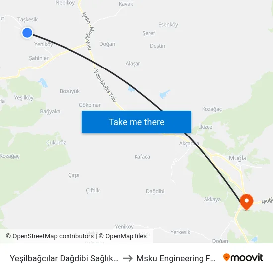 Yeşilbağcılar Dağdibi Sağlık Ocağı to Msku Engineering Faculty map