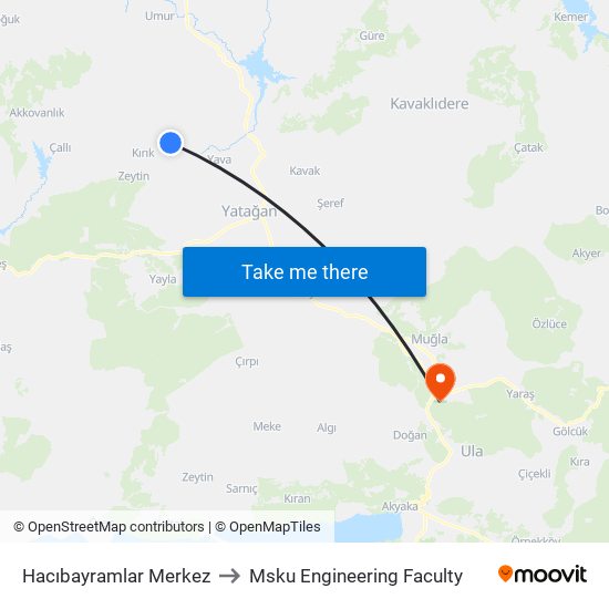 Hacıbayramlar Merkez to Msku Engineering Faculty map