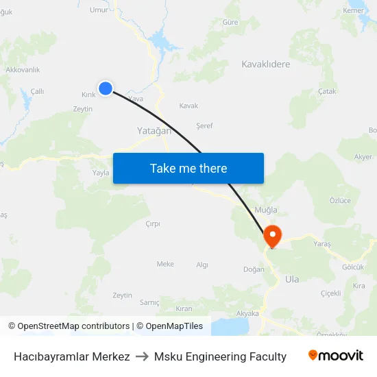 Hacıbayramlar Merkez to Msku Engineering Faculty map