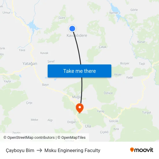 Çayboyu Bim to Msku Engineering Faculty map